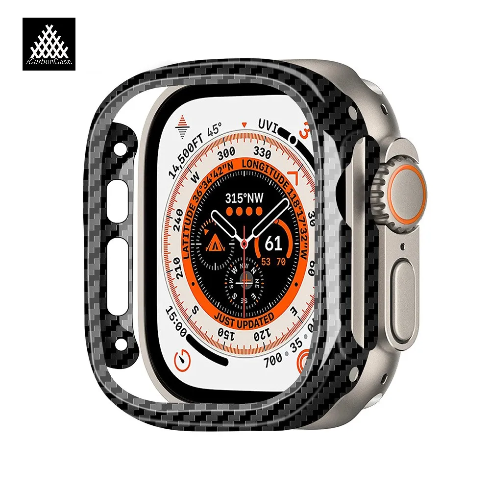 Фото Для Apple Watch Ultra 1 2 49 мм кованый/3k глянцевый/матовый чехол из настоящего углеродного волокна для iWatch S7 S8 S9 S10 4245 46 мм легкий чехол №1