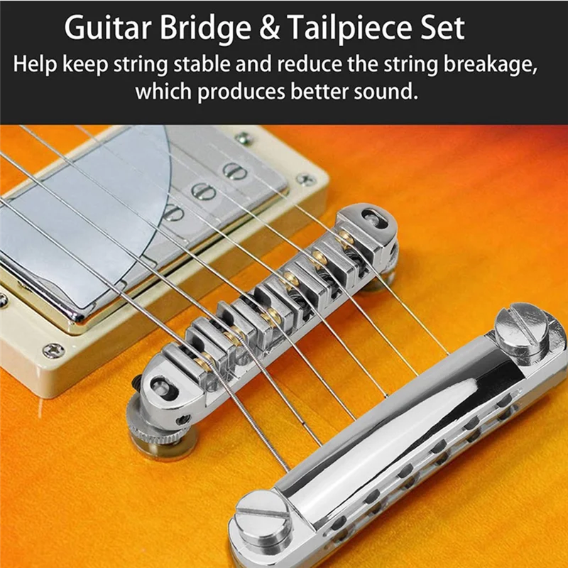 

1 Set Of 6 Strings Guitar Tune-O-Matic Bridge and Tailpiece with Posts for Les Paul SG LP Electric Guitar,Black