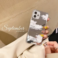 mirror style cloud letters phone case for iphone tansparent phone case for iphone 13 12 11 pro x xr xs max decor phone case
