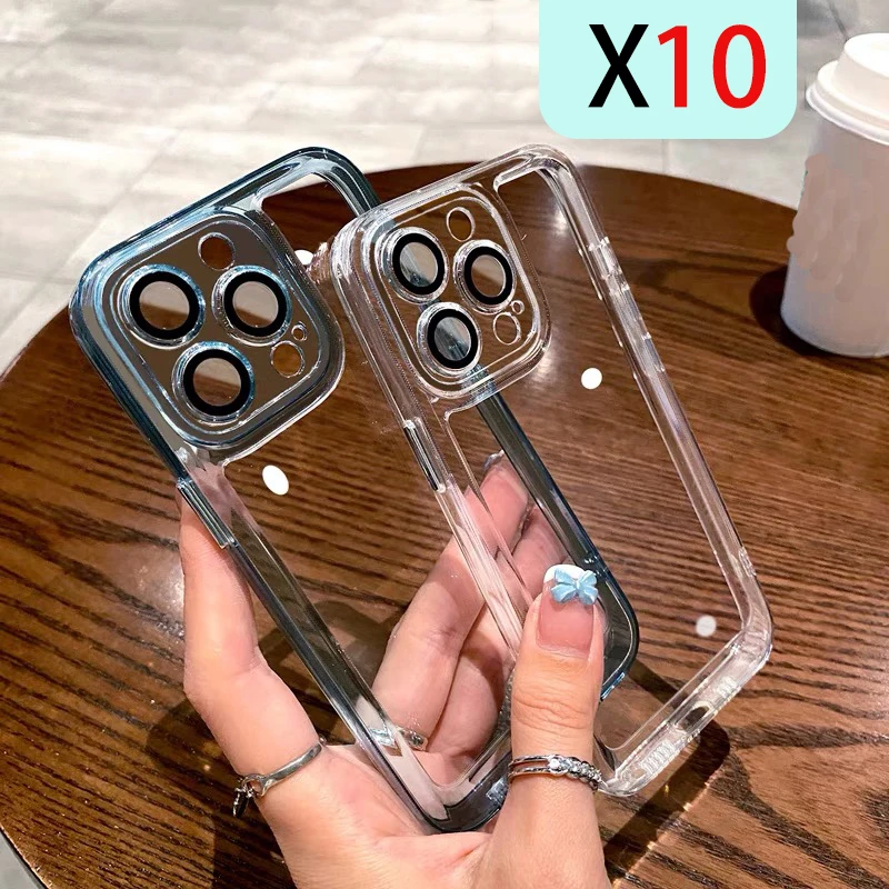 

2022 New Luxury Camera Lens Protection Clear Phone Case For Iphone 13 Pro Max 11 12 Shockproof Cover arylic color Fundas 10pcs