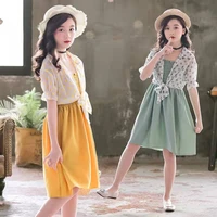 new girls summer sets kids shawl dress 2pcs suit children clothing set teenager girl clothes outfits 5 6 7 8 9 10 12 14 years