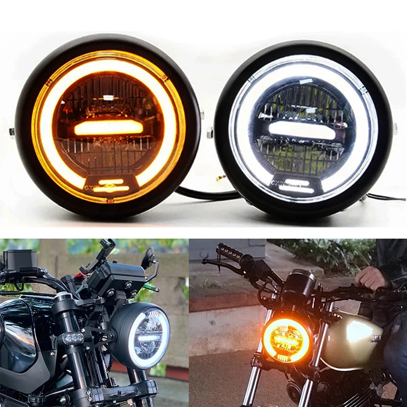 

For CG125 Universal Motorcycle LED Headlight High Low Beam Modification LED Passing Headlight Driving Light Side Mount Headlamp