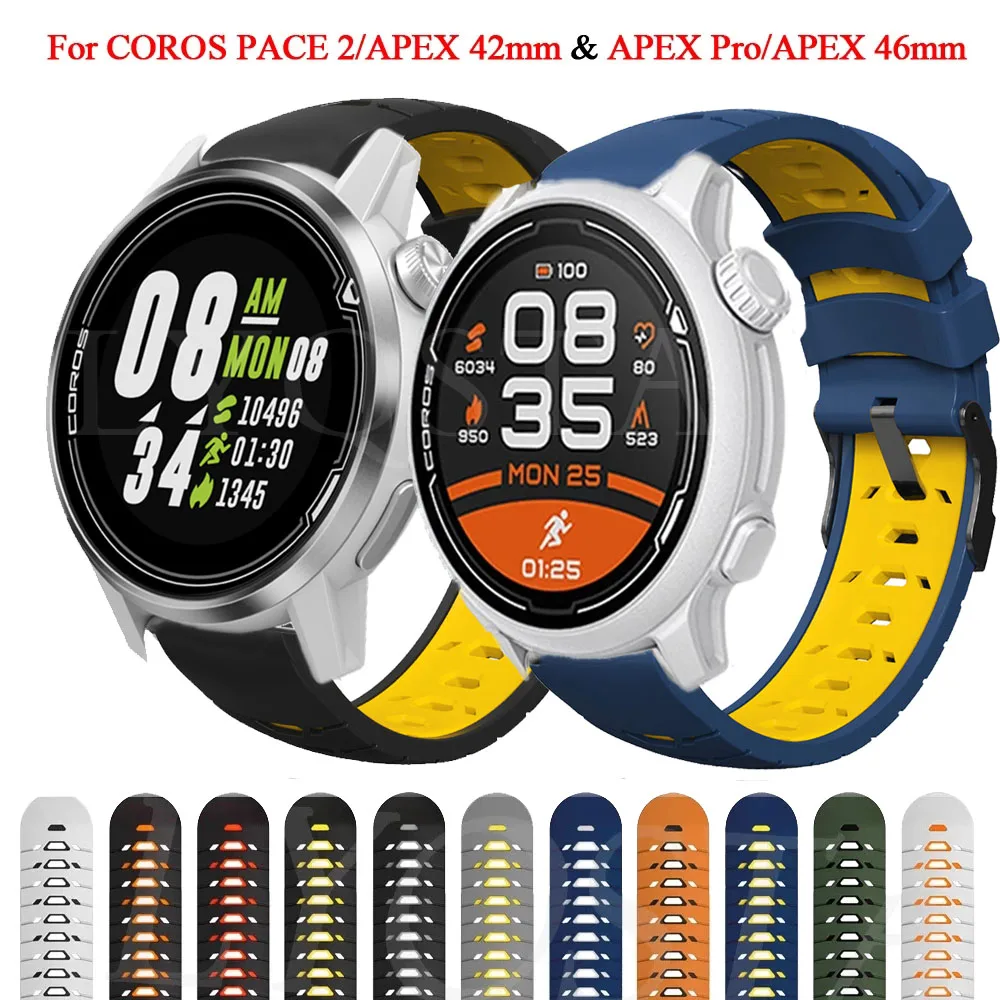 

Ремешок силиконовый для наручных часов, спортивный браслет для COROS PACE 2 PACE2, APEX Pro APEX 46 42 мм, 20 22 мм, аксессуары