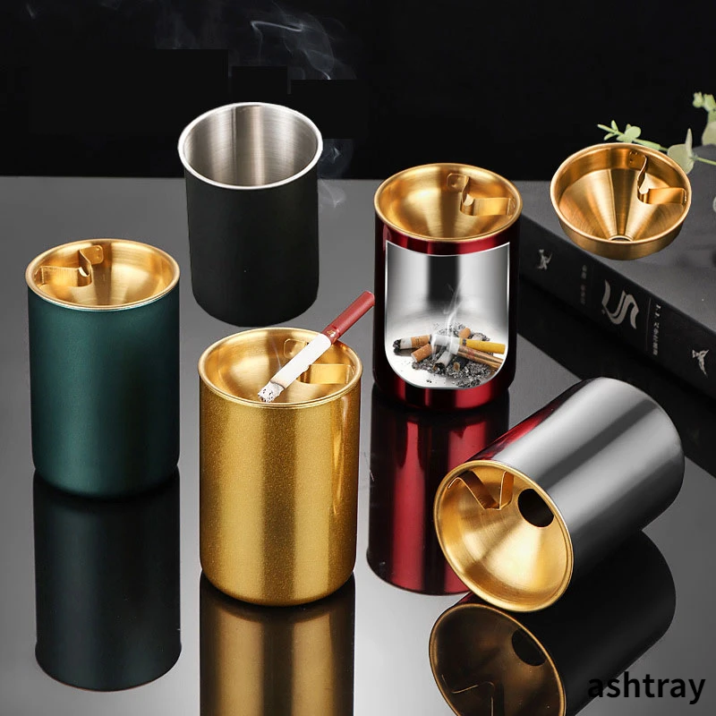 

Detachable Metal Stainless Steel Ashtray Creative Funnel Windproof Car Ashtray Cup Living Room Anti-fly Ash Office Home Decor