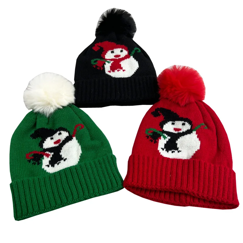 

Fashion travel hat children's wool hat gift baby hair ball winter warm knit hat boys and girls Christmas hat XU111