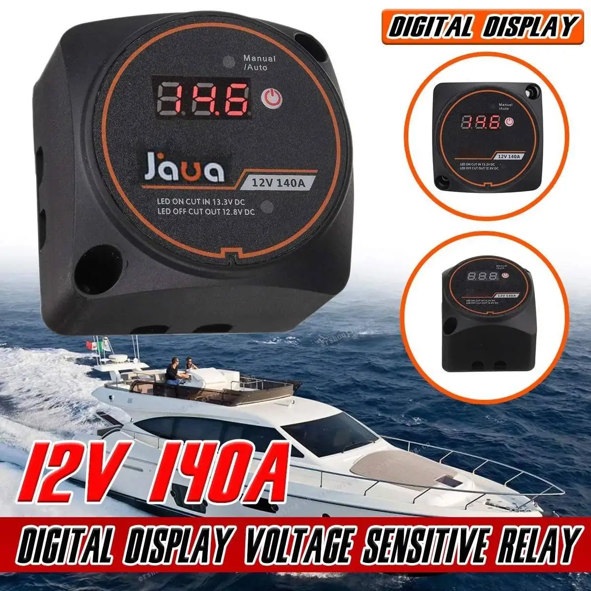 

Digital Display Voltage Sensitive Split Charge Relay 12V 140A For Camper Car Boat RV Yacht Steamer Smart Dual Battery Isolator