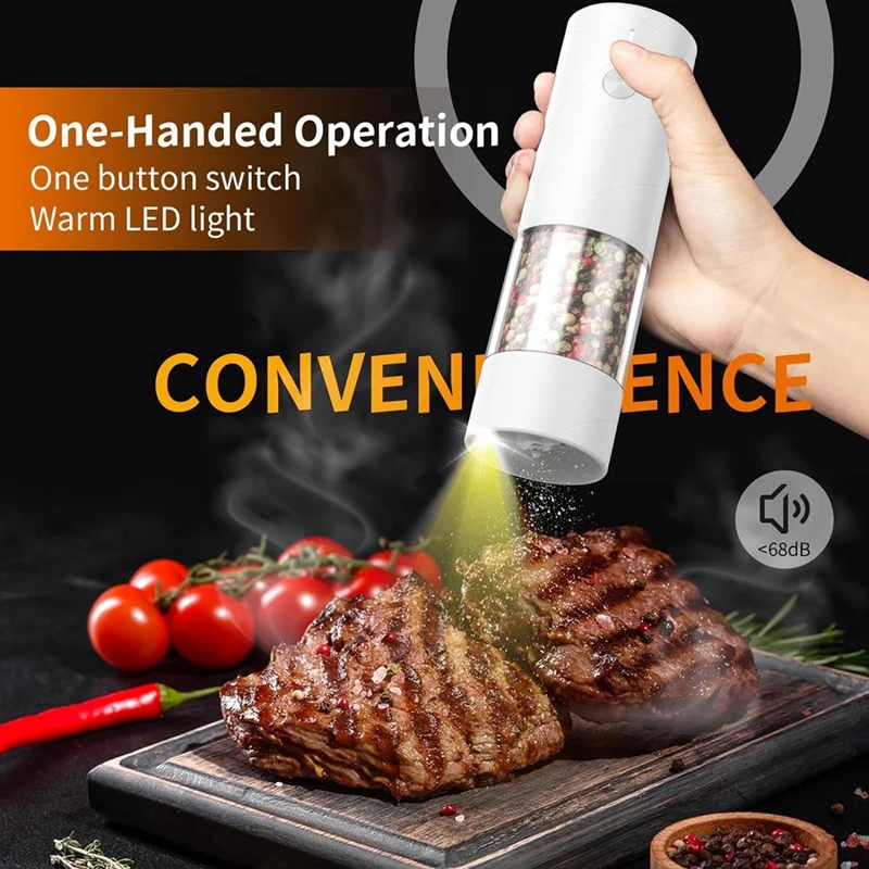 Электрическая Аккумуляторная перезаряжаемая от USB машинка для измельчения соли