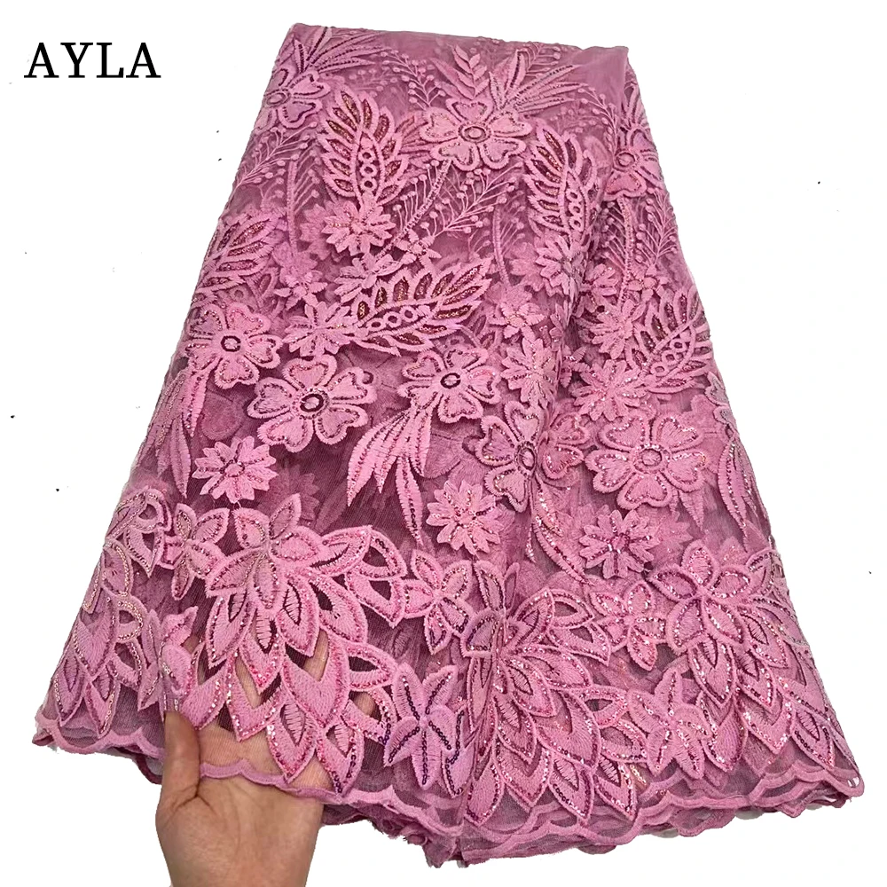 Africa Lace Fabric High Quality 2022 Sequins Net Tulle Nigerian Fabrics Materials For Clothes Lace Fabric 5 Yards Wedding Dress