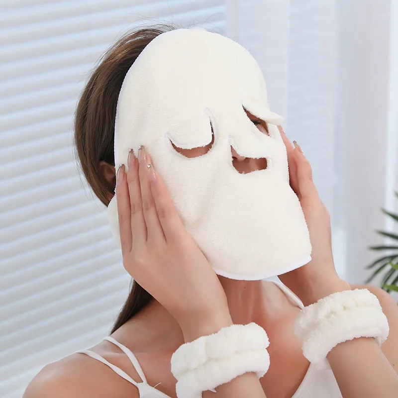 

Women Beauty Water Warm Cold Compress Face Towel Mask 26x26 cm Coral Fleece High Quality
