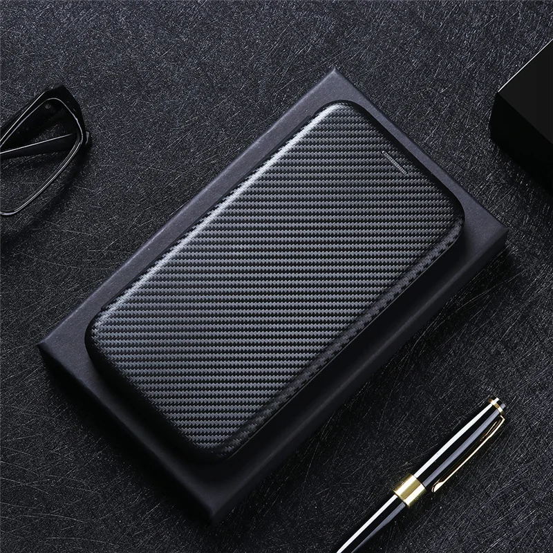 

Luxury Carbon Fiber Flip Magnetic Leather Case for TCL 10L 10 Lite 10 5G UW 20S 20 SE 20L Plus 10 Pro Phone Protection Cover