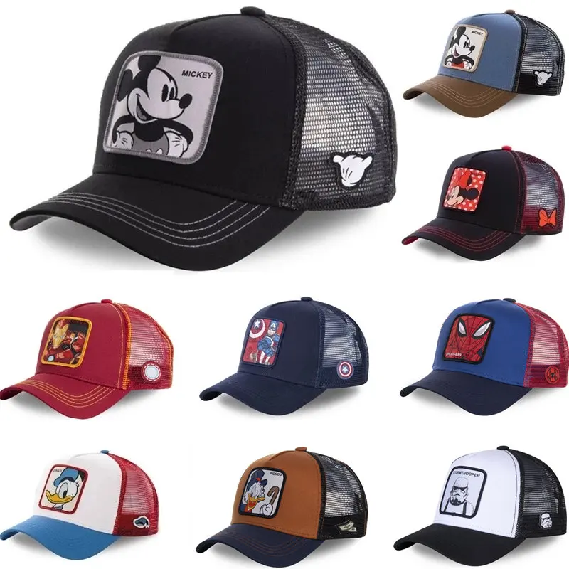 

Disney Minnie Mickey Snapback Cotton Baseball Cap Baby Kids Hat 2022 star wars iron Man Cartoon Hip Hop Mesh Hat Trucker Hat