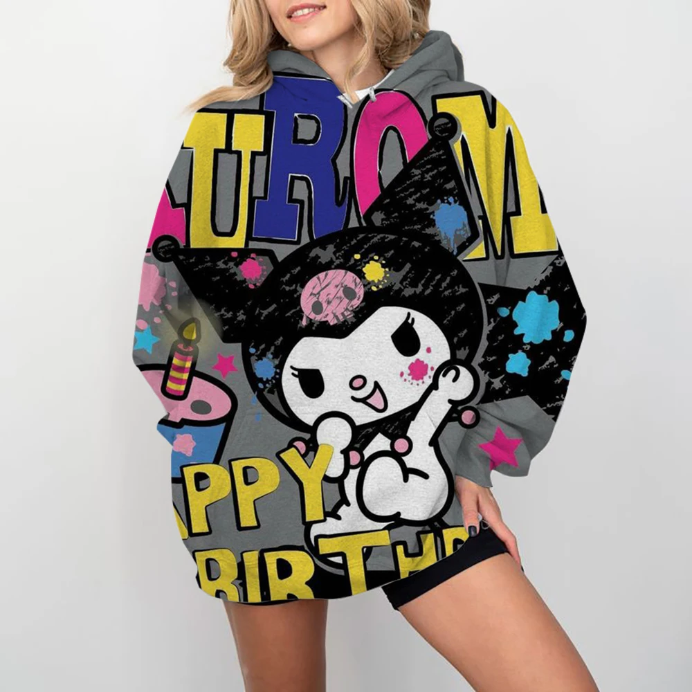 Hello Kitty moletom simples com o pescoço todo манга comprida casual solto para presentation outono novo 2023