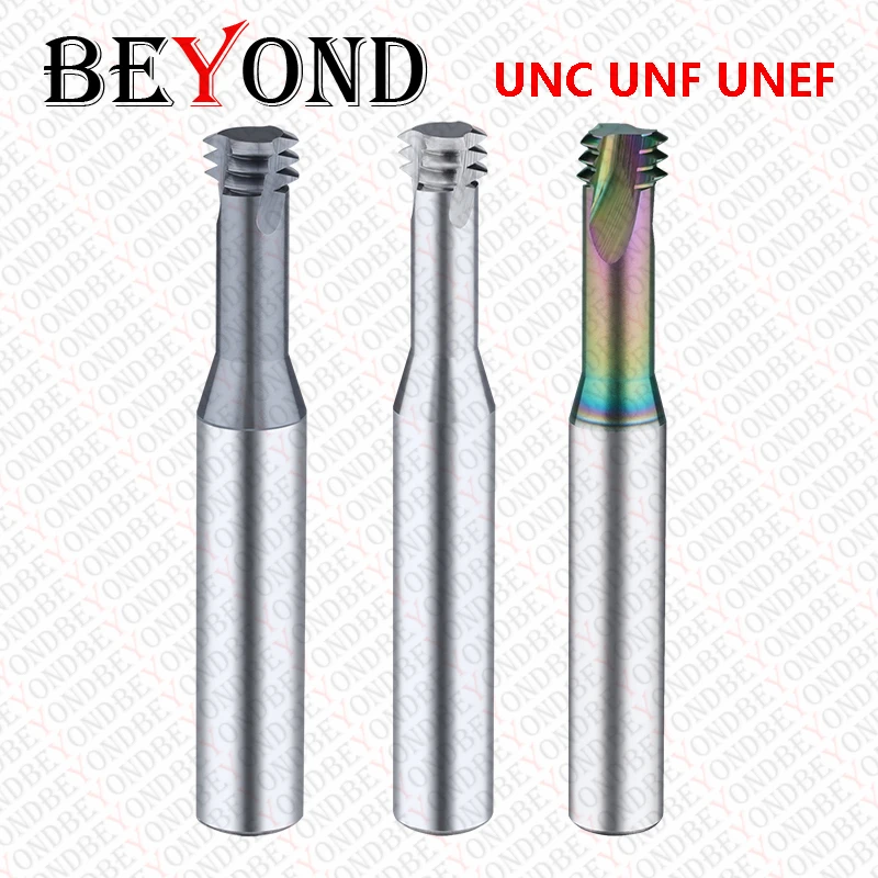 

BEYOND UNC UNF 3-Teeth Thread Milling Cutter Solid Carbide Tungsten Machining End Mills NO.1-64 NO.2-56 NO.3-48 1/4-16 3/8 7/16