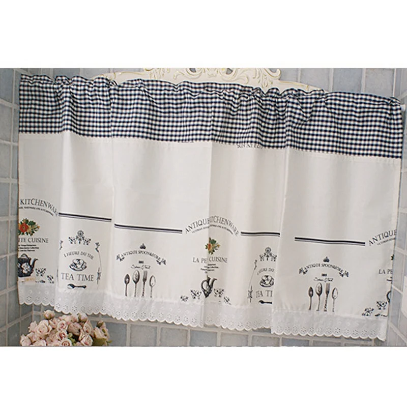 

Half Curtain Lace Hem Short Curtain for Kitchen Cabinet Door Dust Small Drapes Decor Cafe Shop Bay Window Curtains Rod Pocket