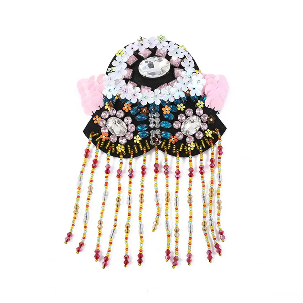 

Shoulder Epaulet DIY Colorful Flowers Beaded Tassels Rhinestone Shoulder Board Badge Brooch Stage Performance Accessories