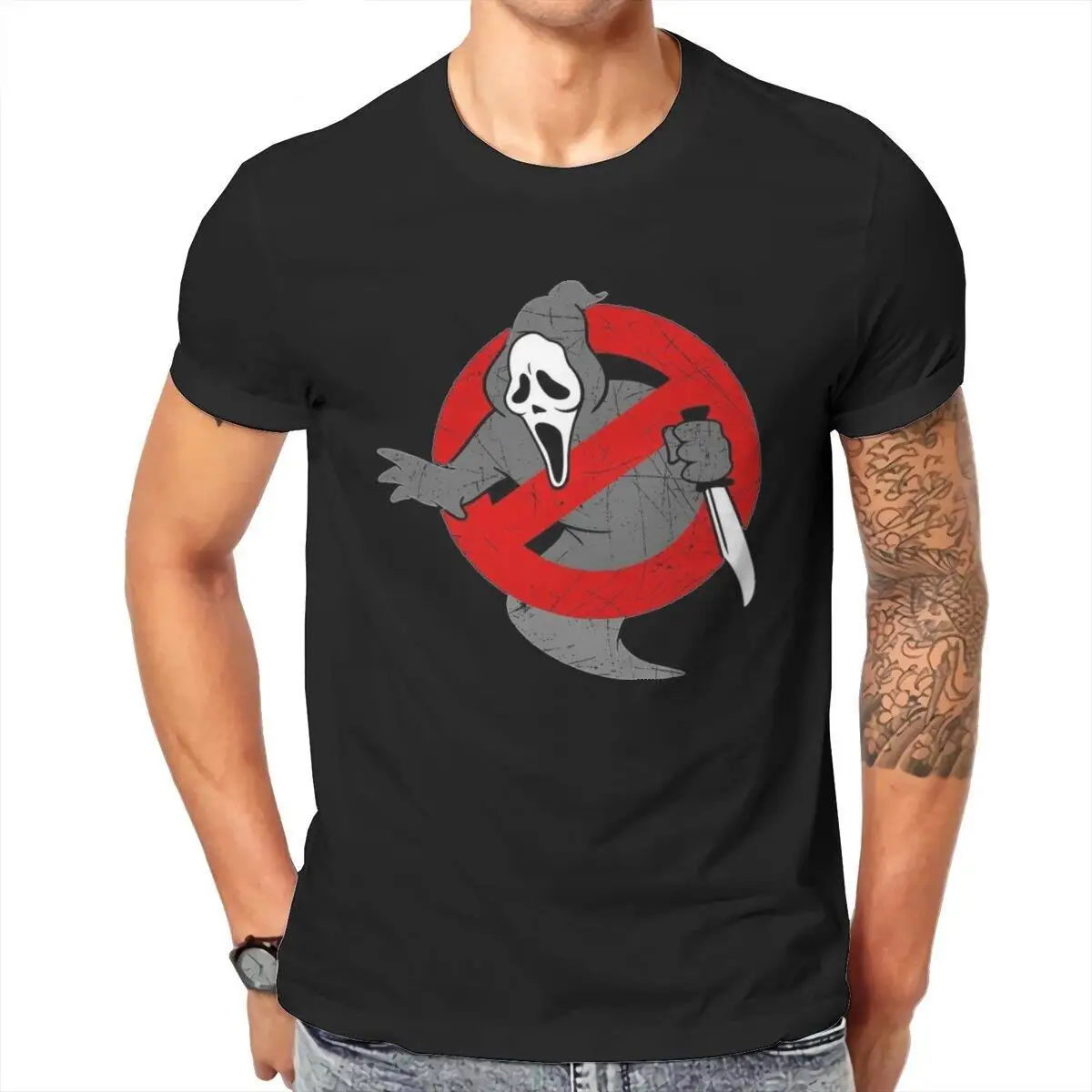

Men's Scream Ghostbusters Ghostface Scary Horror T Shirts Cotton Tops Short Sleeve Tee Shirt Gift Idea T-Shirt