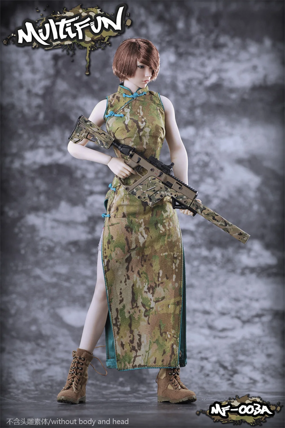 

MULTIFUN MF-003 1/6 Female Soldier Sexy Long/Short Dress Camouflage Cheongsam Suit Model for 12'' Mid Bust Moveable Figure Body
