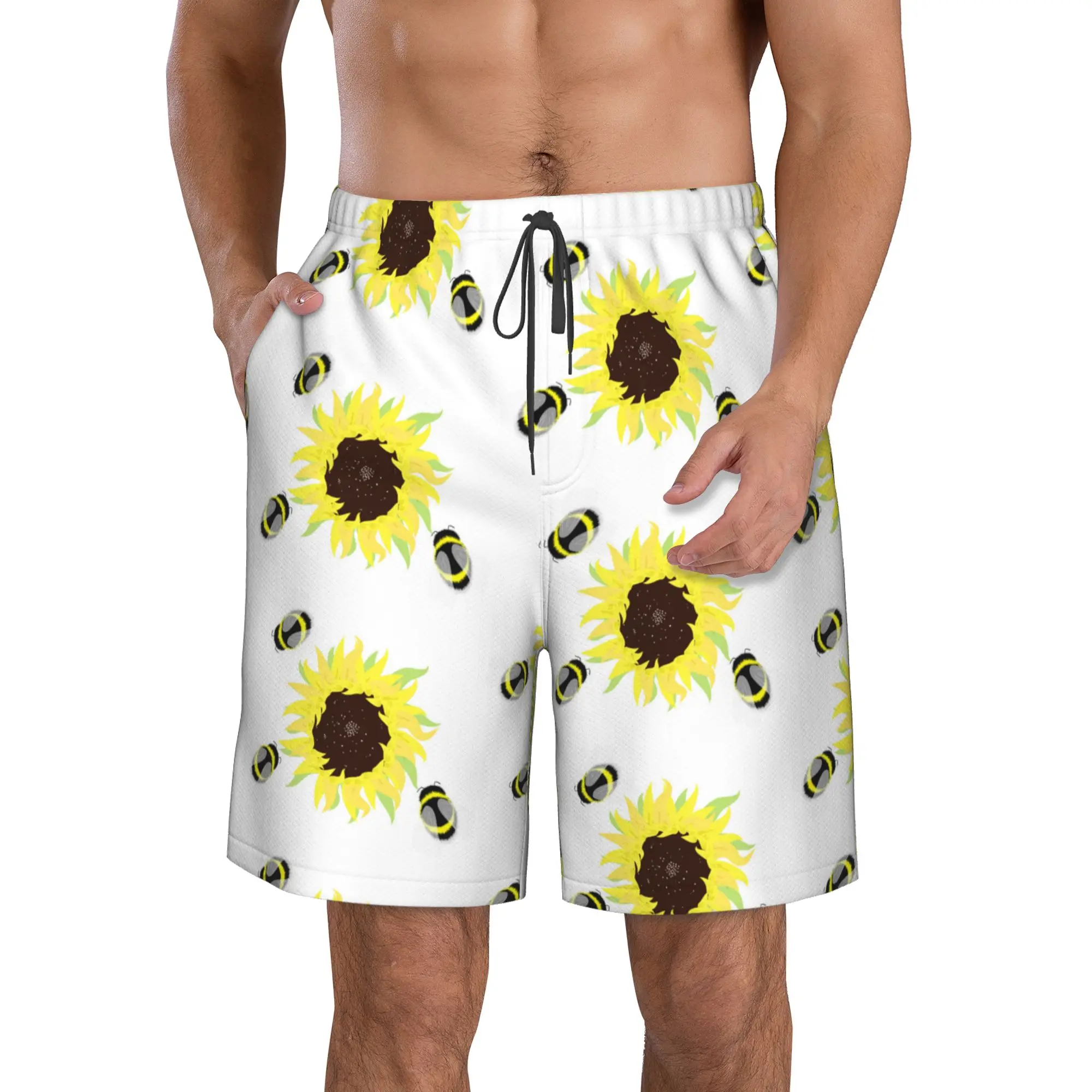 

Sunflower Background Teen Beach Pants Sports Shorts Summer Men’s Beach Swim Suitable Fitness VacationS