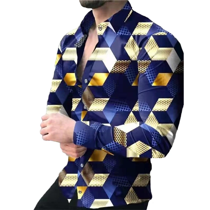 

2022 New Mens Luxury Social Shirt Long Sleeve Print Shirts for Men Designer Clothes Hawaiian Shirt Free Shipping