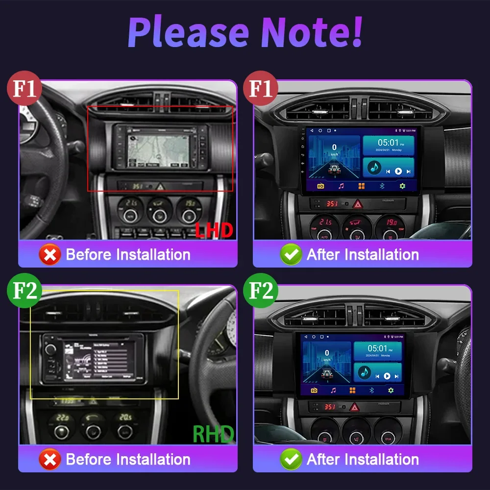 Фото 9-дюймовый автомобильный радиоприемник для Toyota GT86 GT 86 Subaru BRZ 2012-2016 Android 14 4G, беспроводной Bluetooth CarPlay, экран головного устройства №3
