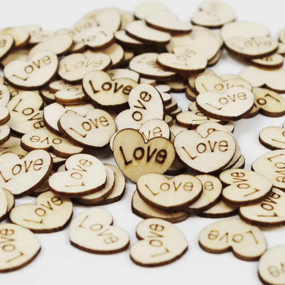 

Wedding Wooden Hearts Chips Hollow Confetti Engraved Love Craft Rustic Wedding Table Scatter Valentine's Day decoration