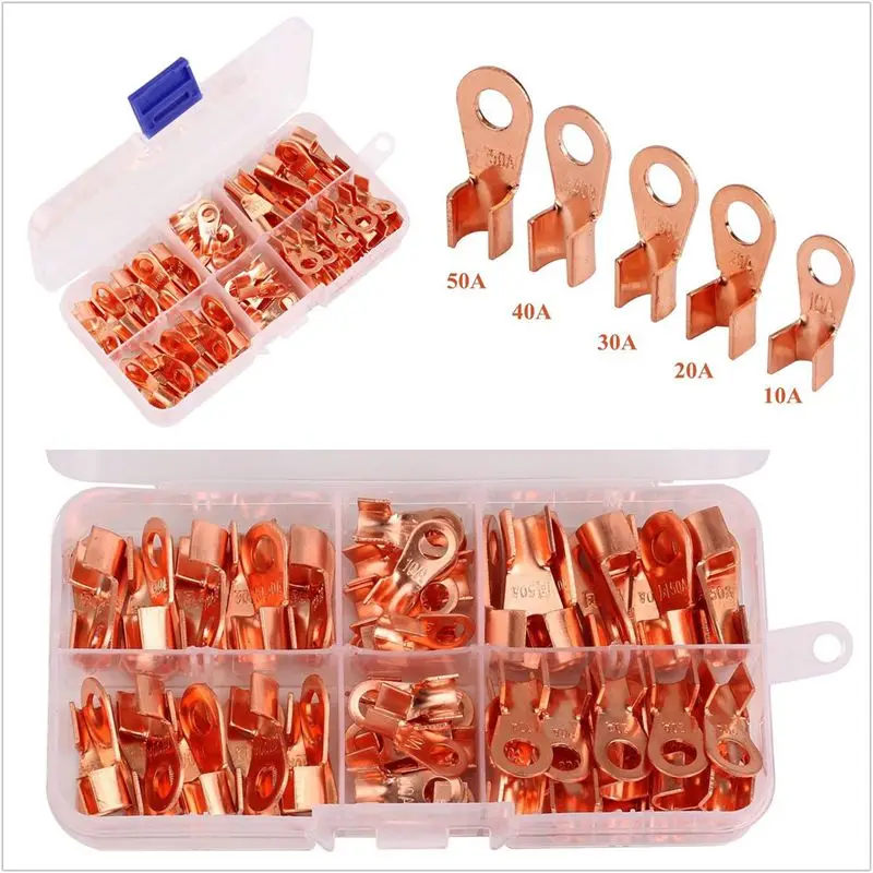 

70pcs Copper Battery Cable Connector Terminal Open Lugs Wire Terminals OT 10/20/30/40/50A