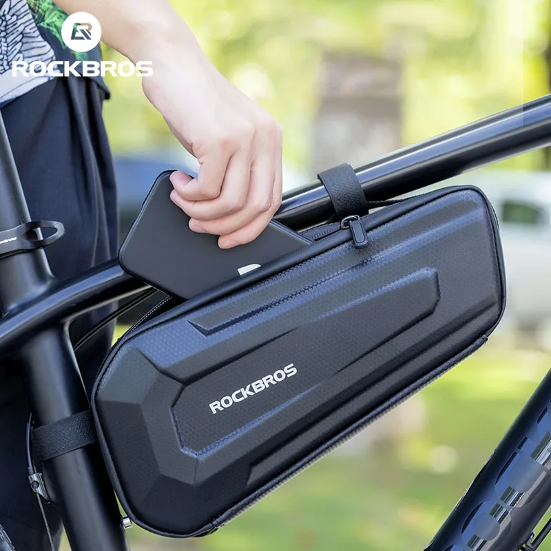 

ROCKBROS Bicycle Bag Bike Top Tube Bag MTB Road Waterproof Bike Hard Shell Bag Carbon Pattern Cycling Saddle Bag High Capacity