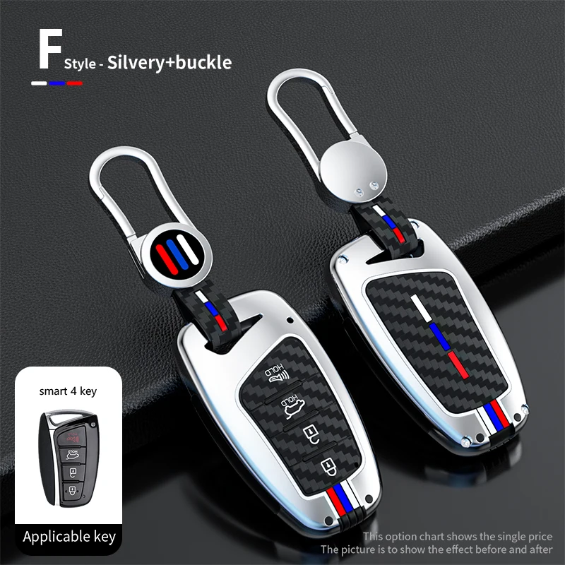 

Car Key Case Cover For Hyundai Grand Santa Fe IX45 Genesis Equus Azera 2013 2014 2015 2016 Accessories Carbon Fiber Keychain
