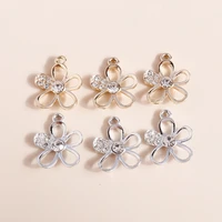 10pcs 16x19mm elegant crystal flower charms pendants for making women cute drop earrings necklaces diy bracelet jewelry findings