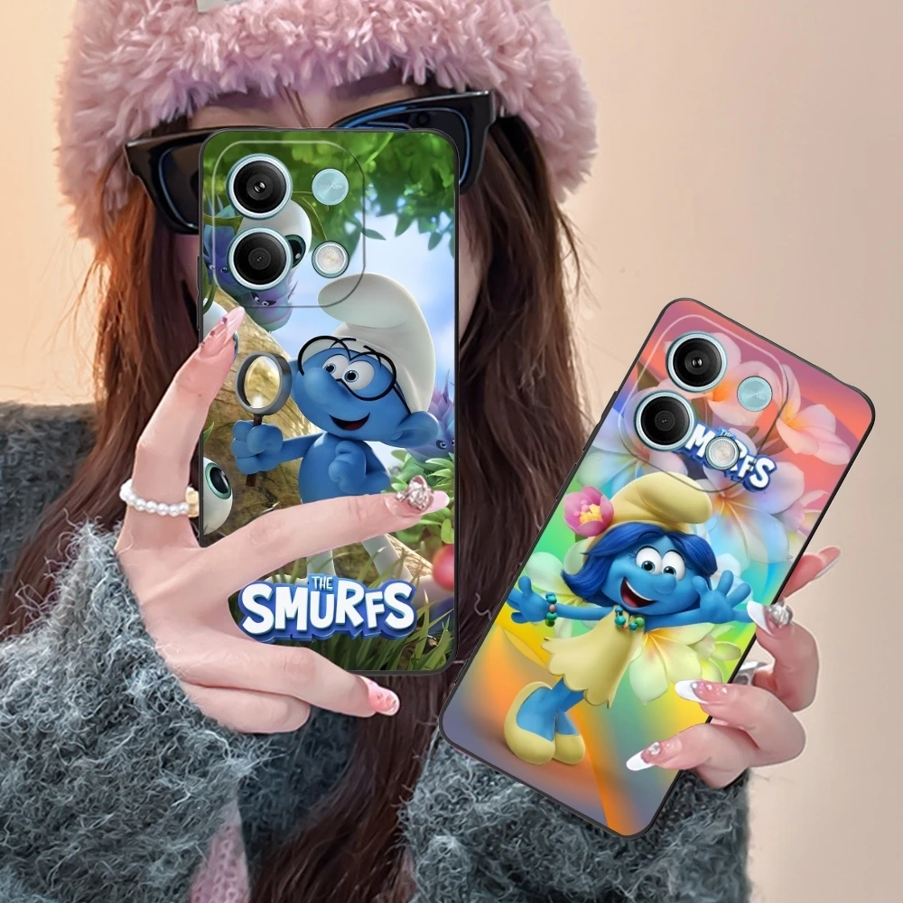 Smurfs Smurfette Smart Mobile Cell Phone Case for Xiaomi Redmi Note 13 12 11 10 9 8 7 6 S A Pro Lite Plus 5G Black Cover Shell