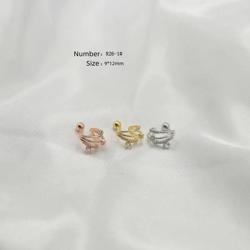 

Модные геометрические серьги-кольца в форме грязи 18K с кристаллами цветные золотые белые бриллианты C-образная нержавеющая сталь маленькие ...