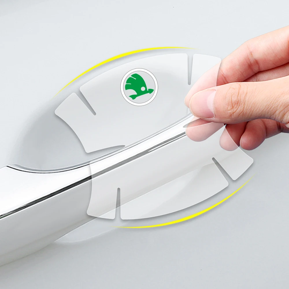 Наклейка на дверную ручку прозрачная для Skoda Octavia Fabia Rapid Yeti Superb A5 A7 VRS VII