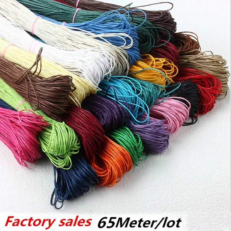 2023 Hot 65 Meter Waxed Cotton Cord Beading Thread 18 color Jewelry Making Cord Rope 1mm For Bracelet Necklace Diy Line B00440