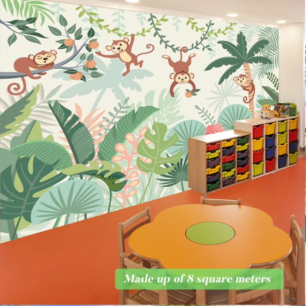 Фотообои с изображением обезьяны джунглей для детской комнаты украшение милые