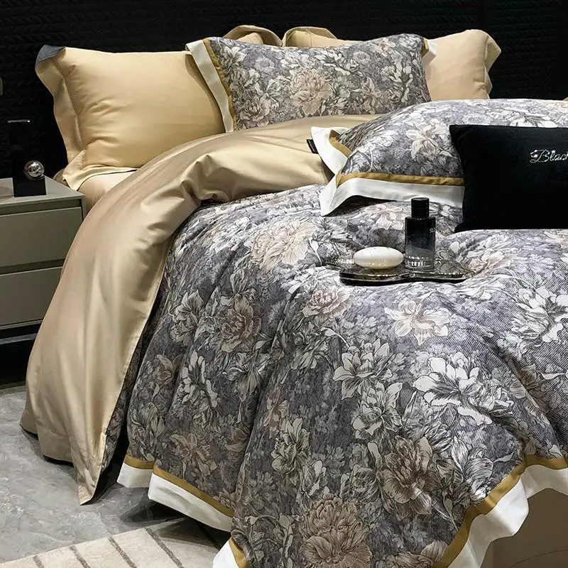 IvaRose HOME TEXTILE Хлопковое одеяло с цветами и листьями 4 шт