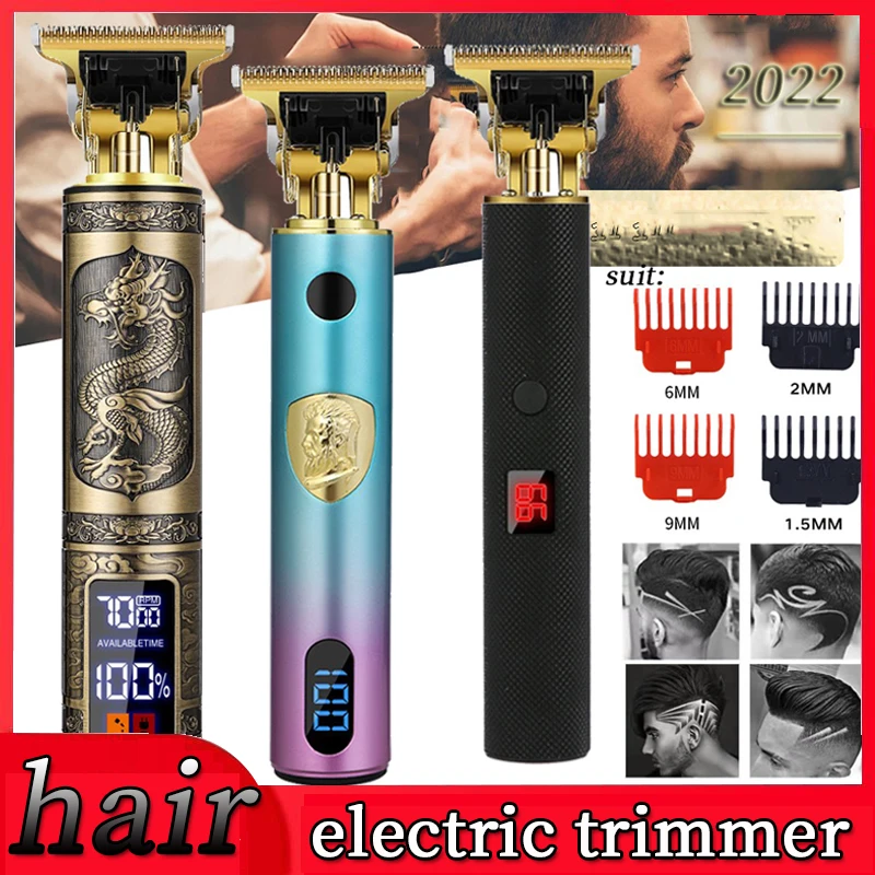 2022 Vintage T9 0mm USB Electric Hair Trimmer For Man Cordless Clippers Professional Beard Hair Cutting Machine Barber Tool