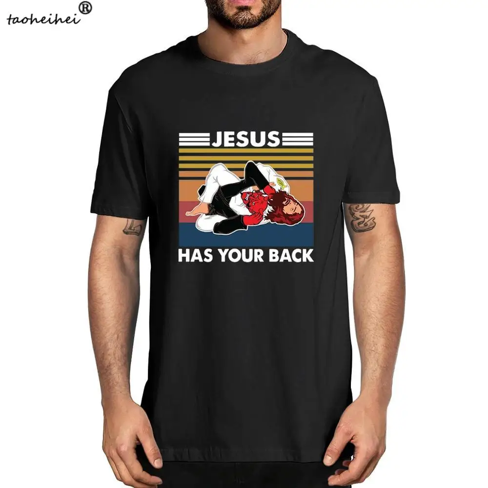 

Женская винтажная хлопковая Футболка XS-3XL JIU JITSU с принтом Иисуса на спине