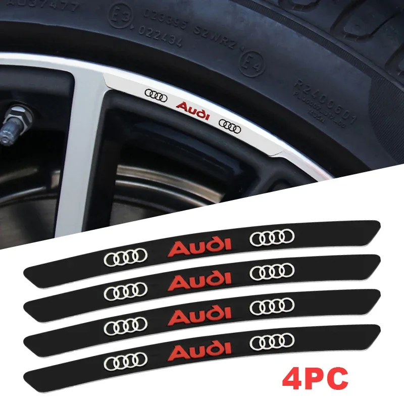 Hiasan Mobil Pelek Roda Hub Stiker Tubuh Dekorasi наклейка для Audi A4 B5 B6 A3 8P 8V 8L A5 A6 C6 C5 A1 A7 A8 Q2 TT RS3 RS4