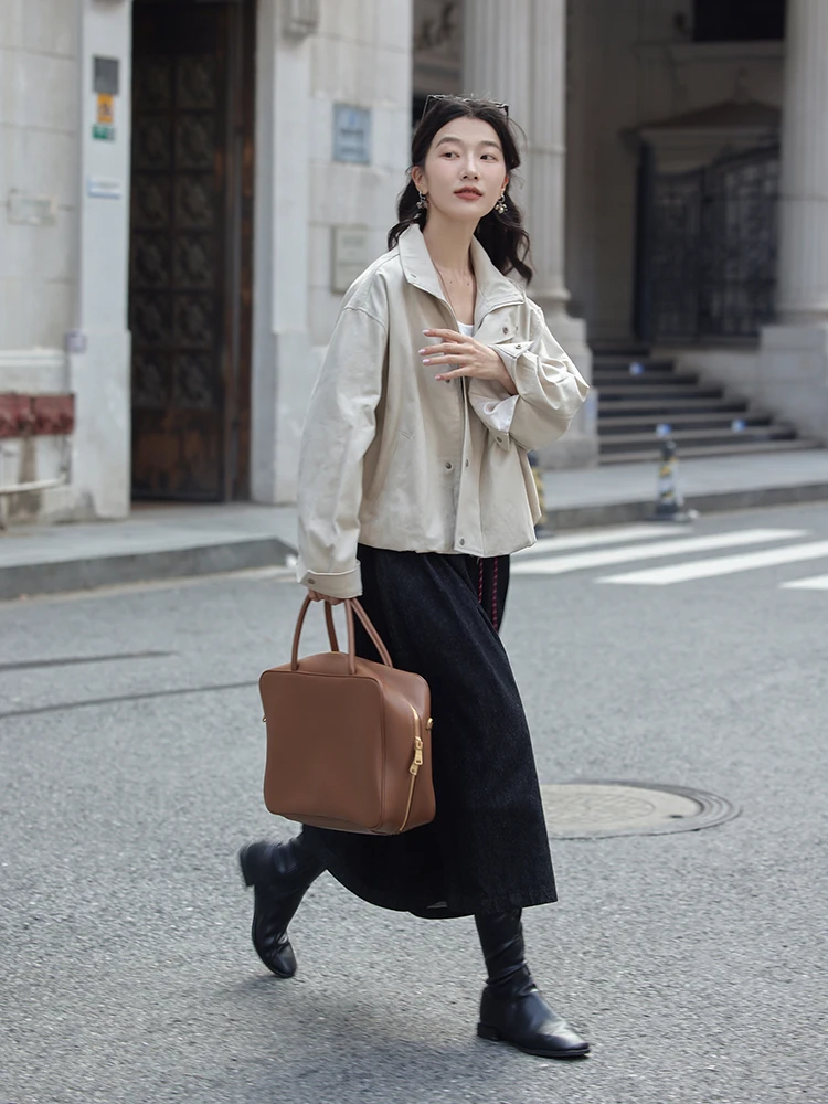 Miding Korean Series Short coat Women Autumn 2024 New Design Sense Casual Small Short Early Top