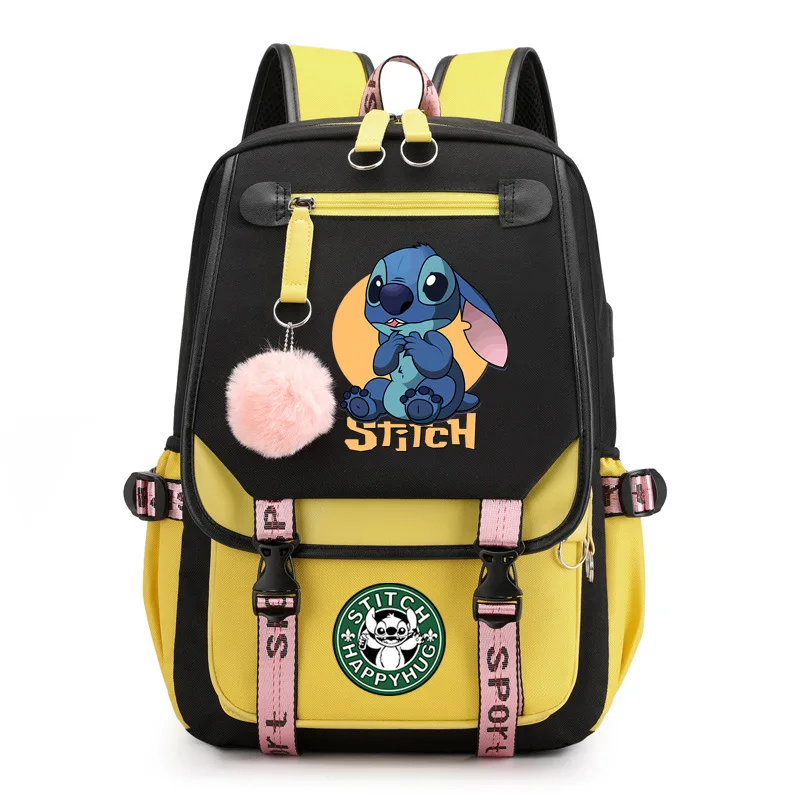 

Disney Lilo Stitch Backpacks High-capacity Teenager Laptop Backpack Women Men Rucksack USB Charging Travel Bag Cute Mochila