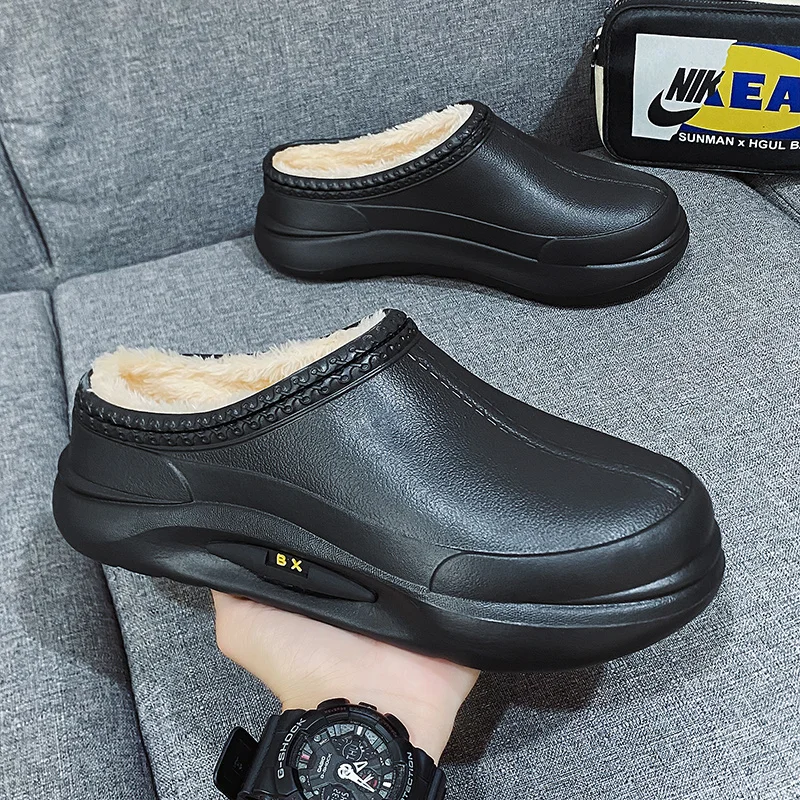 Мужская плюшевая теплая обувь уличные теплые садовые сабо профессиональная для