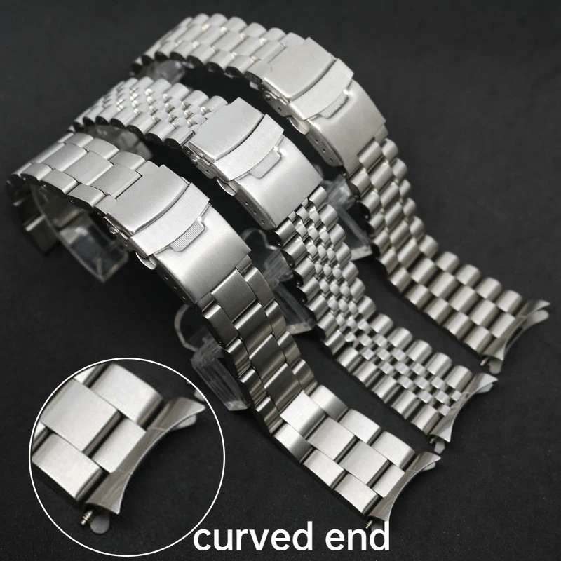 

For Seiko SKX007 009 Watchband Solid Stainless Steel Strap Curved End Five Beads Diving Steel Watch Chain 20 22mm Accessories