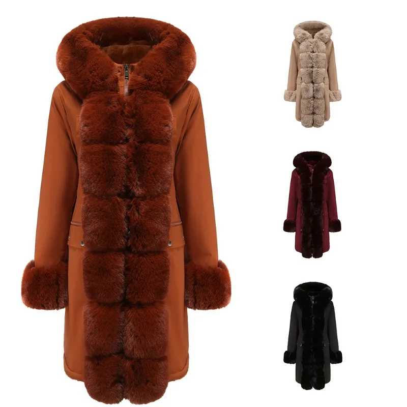 Women's autumn and winter velvet cotton-padded clothes women's removable fur collar warm pie overcome