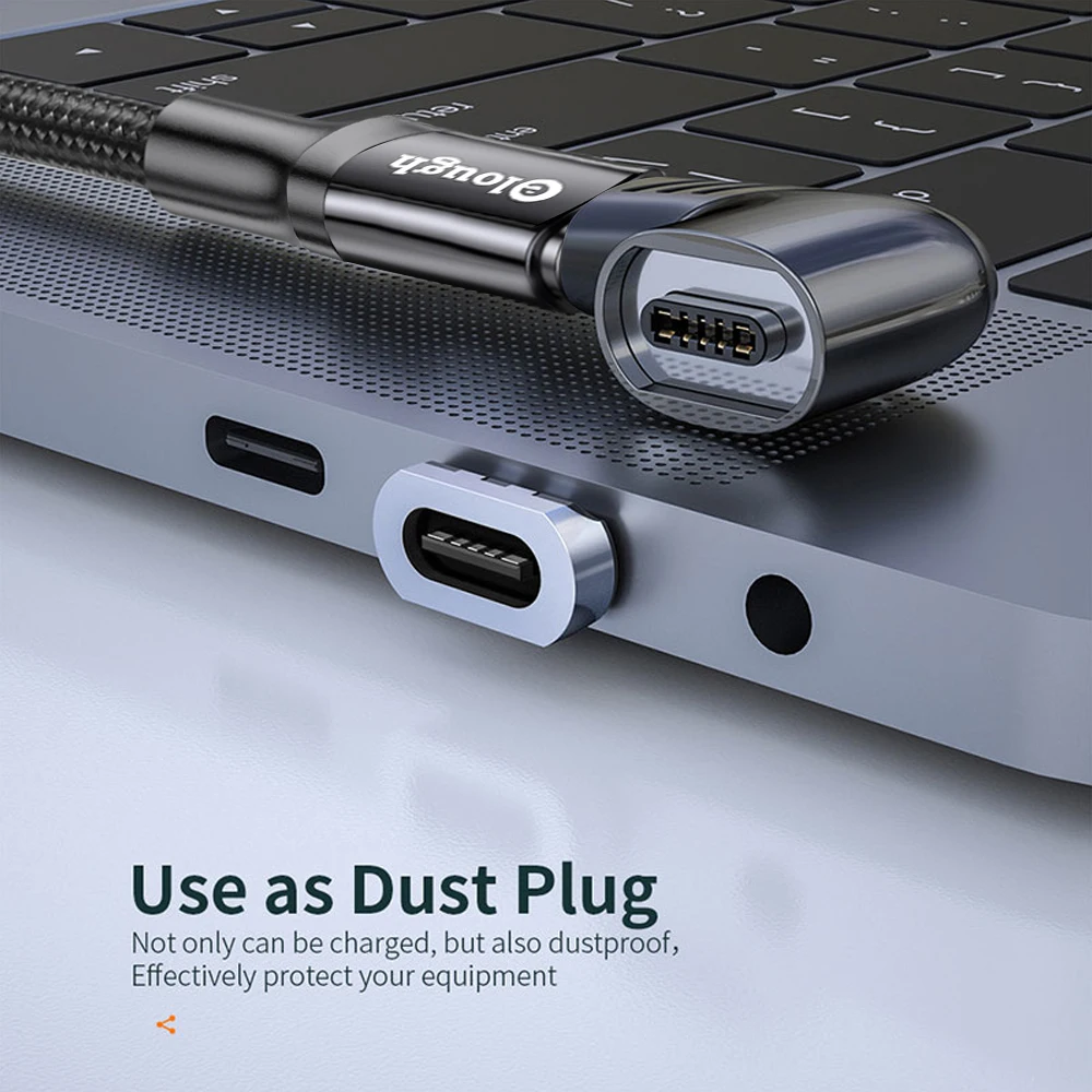 Фото Магнитный адаптер Elough с USB Type C на USB C, 120 Вт, магнитный конвертер с углом 90 градусов для быстрой зарядки для Macbook iPad Pro Switch Samsung №2