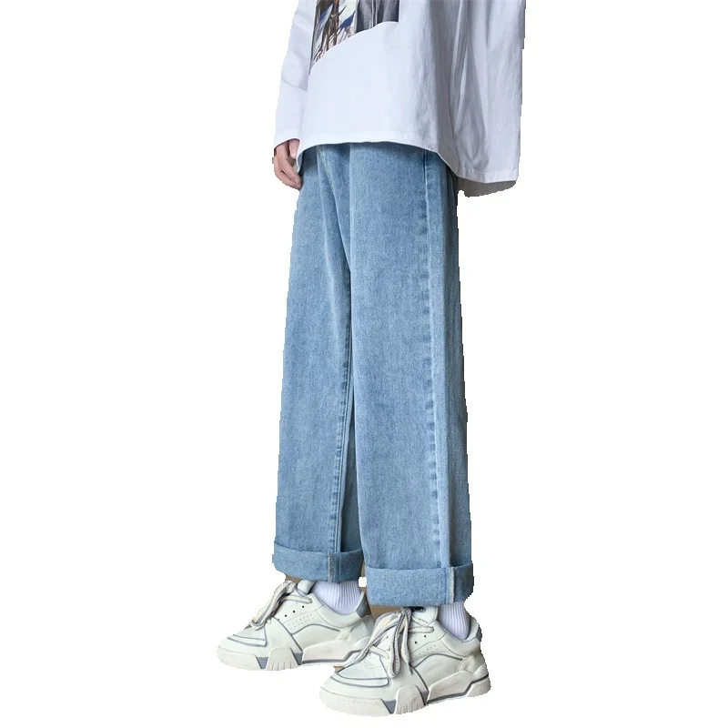 Summer Thin Jeans Men Fashion Casual Oversized Wide Leg Jeans Men Streetwear Hip-hop Loose Straight Denim Pants Mens Trousers
