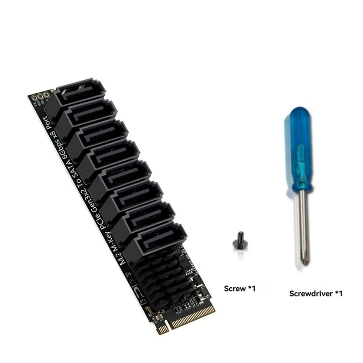 Фото Карта расширения bestbest M.2 NVME M-Key PCI-E на SATA3.0 6 Гбит/с с 8 портами, адаптер PCI-E для NAS-накопителей, плата-райзер ASM1166 PM №3