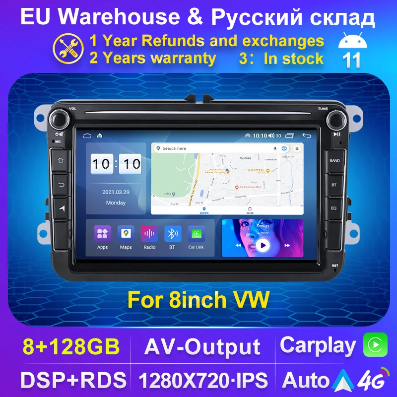 

MEKEDE 720P 8-ядерный Android 11 Carplay GPS-навигация для универсального Volkswagen VW golf B6 B7 Passat Polo автомобильное радио 8 + 128G без dvd