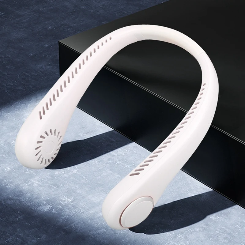 

Mini Neck Fan Portable Bladeless Hanging Neck Fan 1200Mah USB Rechargeable Air Cooler 3 Speed -A
