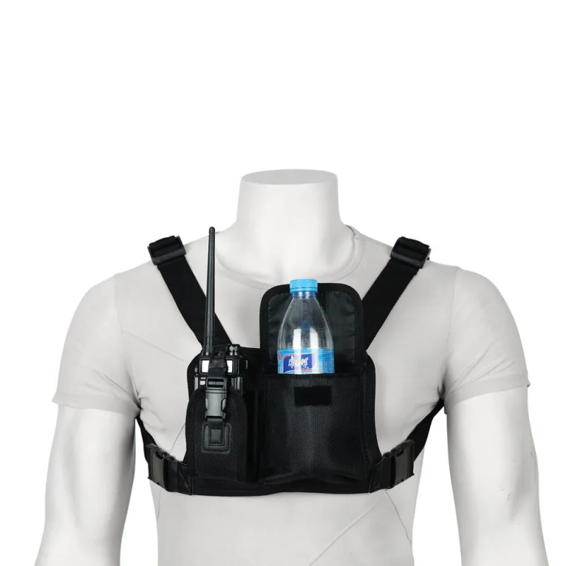 Chest Harness Front Pack Pouch Holster Vest Rig for Two Way Radio Walkie Talkie Baofeng UV-5R UV-82 (Rescue Essentials)