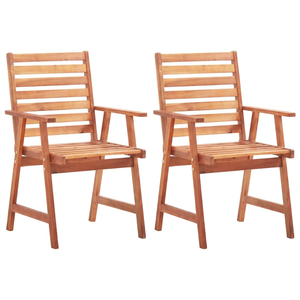 

Patio Outdoor Dining Chairs Deck Outside Porch Furniture Set Balcony Decor 2 pcs Solid Acacia Wood